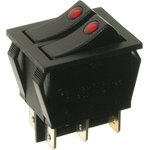 IRS-2101E-1C,  Переключатель красный ON-OFF 6pin (250В 15А)